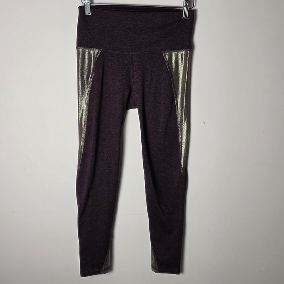 aerie Pants - Aerie Chill Play Move Leggings M Burgundy Metallic Side Panel High Rise Athletic